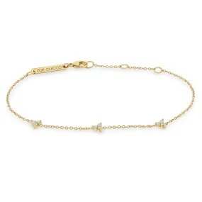 14k 3 Diamond Trio Station Bracelet