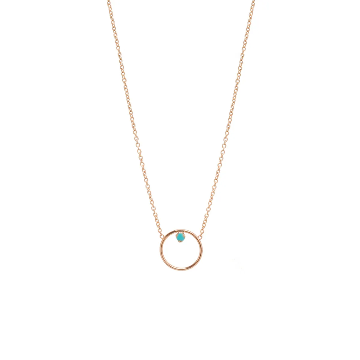 14k Circle Prong Turquoise Necklace