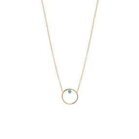 14k Circle Prong Turquoise Necklace