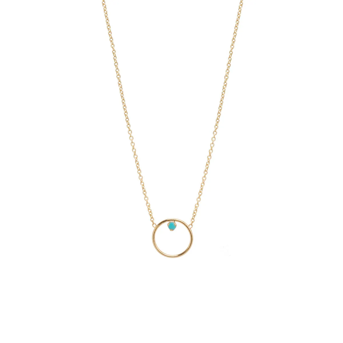 14k Circle Prong Turquoise Necklace