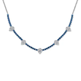 14k White Gold 1.13Ct (42) Sapphire, 0.62Ct (45) Diamond Necklace