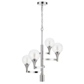 15W X 4 Milbank Metal Chandelier With A 3K Gu10 Led 6W Down Light (Bulb Included) Clear Round Glass Shades By Cal Lighting