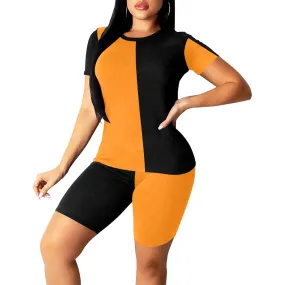 2 color sleeve Women's Short Yoga Set