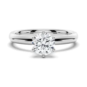 3 CT. Classic Six-Prong Solitaire Engagement Ring With Hidden Halo