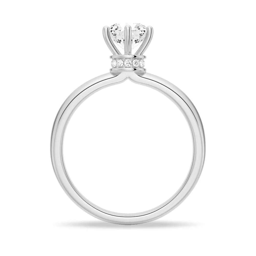 3 CT. Classic Six-Prong Solitaire Engagement Ring With Hidden Halo