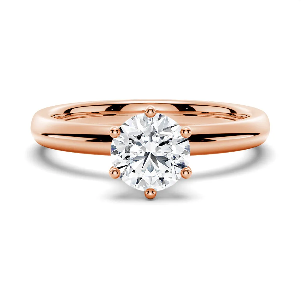 3 CT. Classic Six-Prong Solitaire Engagement Ring With Hidden Halo