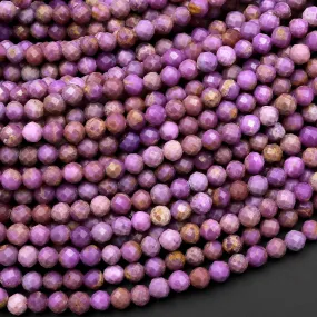 A Grade Genuine Natural Phosphosiderite 3mm 4mm Round Beads Micro Faceted Gemstone 15.5" Strand