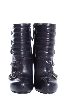 Alexander McQueen Black Leather  Booties SZ 35.5