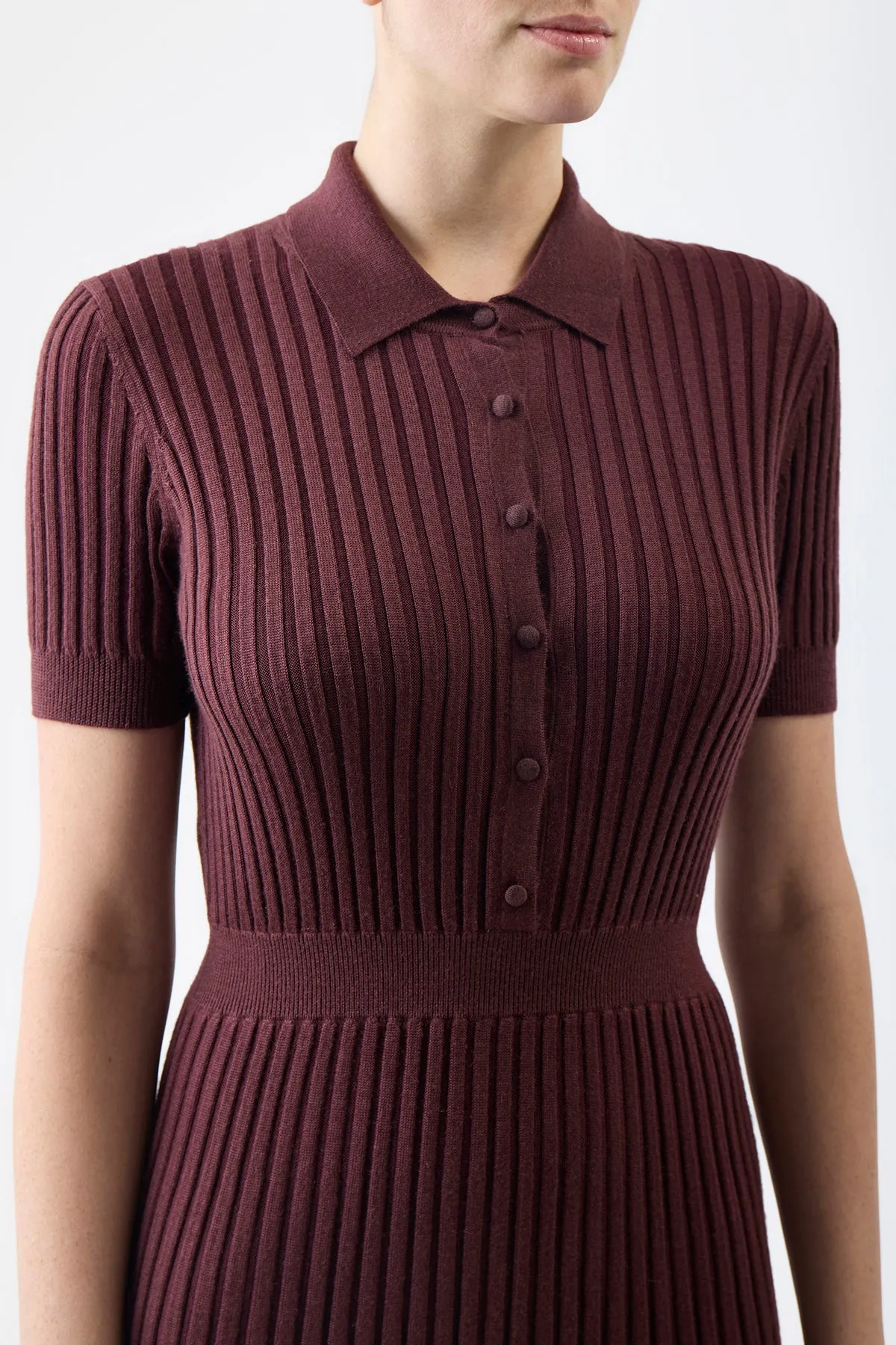 Amor Knit Dress in Deep Bordeaux Cashmere Silk