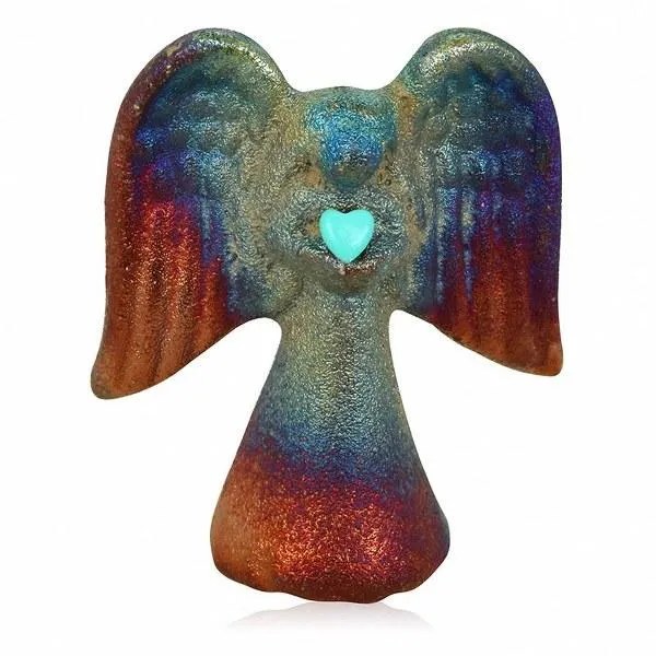 Angel, Spirit w/Gemstone Heart - Turquoise or Gemstone 2