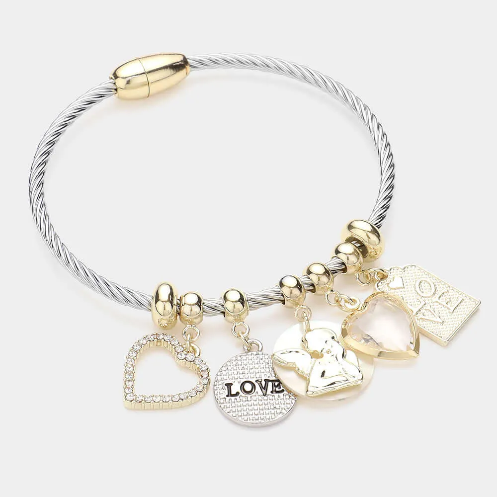 Angel Transparent Heart Cluster Charm Magnetic Bracelet