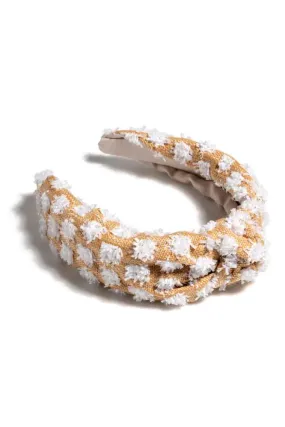 Angelique Tufted Straw Headband, White