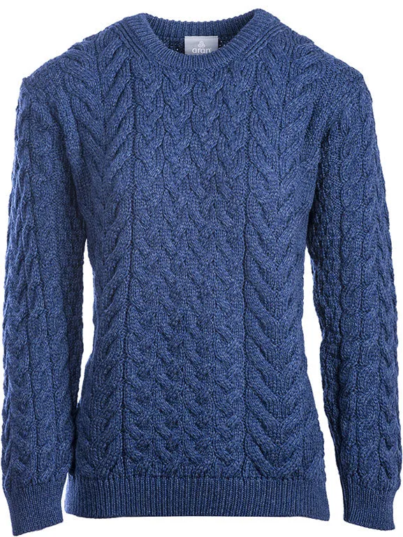 Aran Merino Wool Crew Neck Jumper