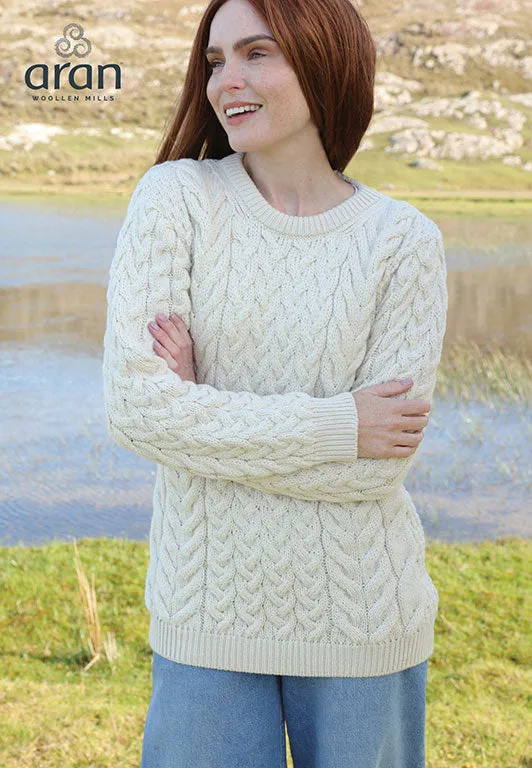 Aran Merino Wool Crew Neck Jumper