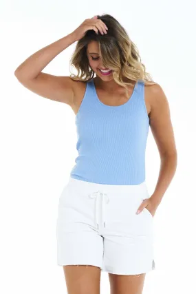 Betty Basics Mimi Rib Top in Cornflower