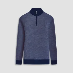 Bird's Eye Jacquard Quarter Zip Mock Neck Sweater