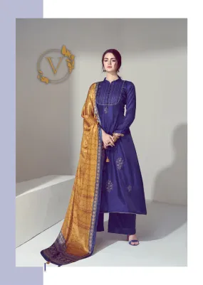 Blue Yellow Salwar Suit with Embroidery