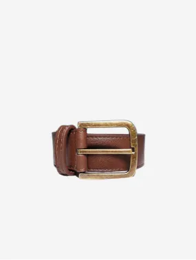 Bo Brass Buckle Vegan Belt | Chestnut