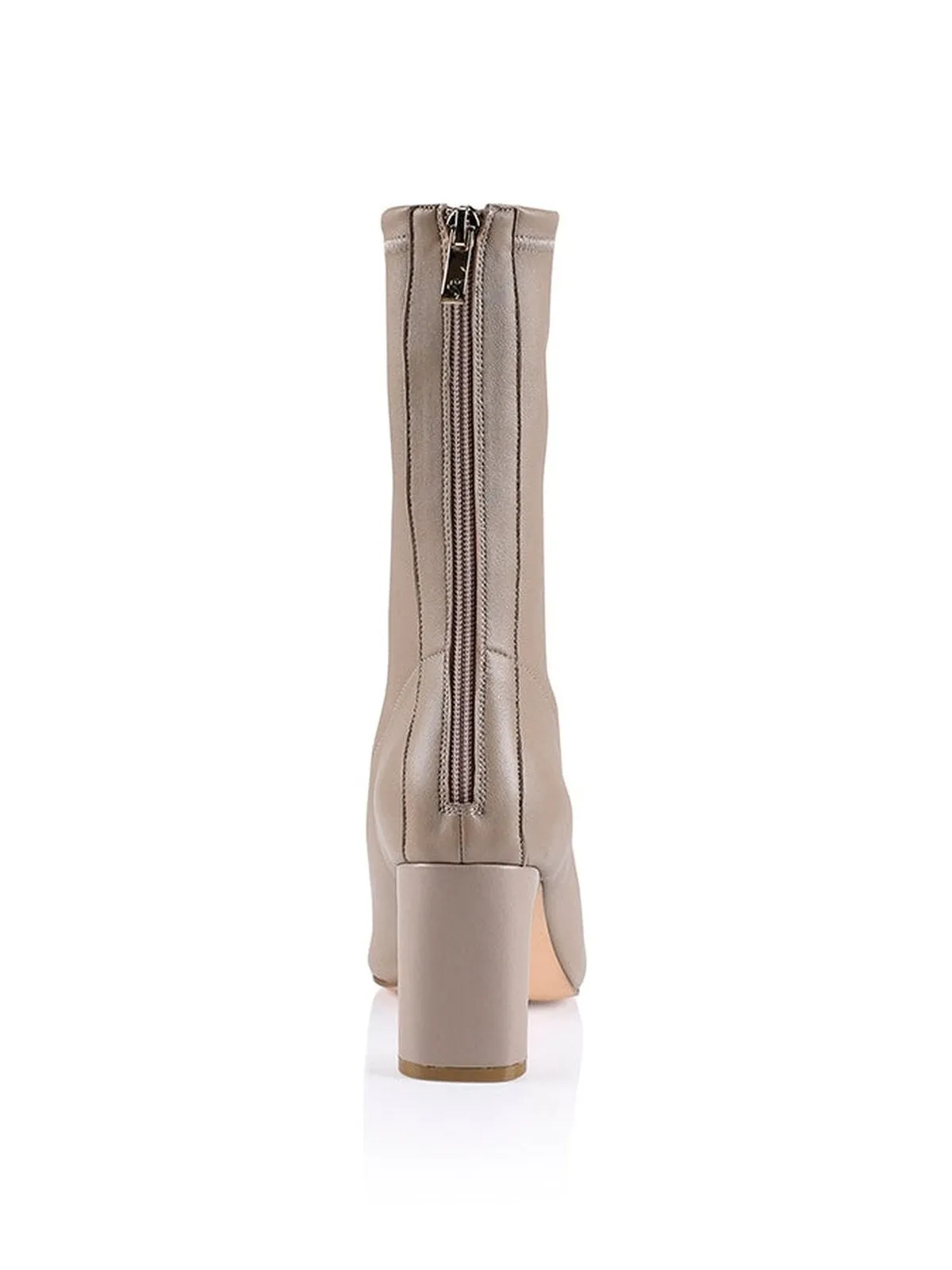 Briana Sock Boots - Nude Stretch Kid Leather