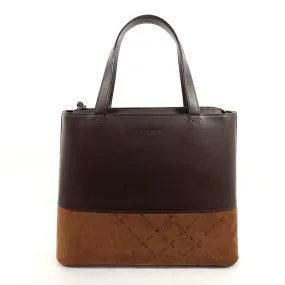 BURBERRY Handbag Leather, Suede Brown stitch Women Used Authentic