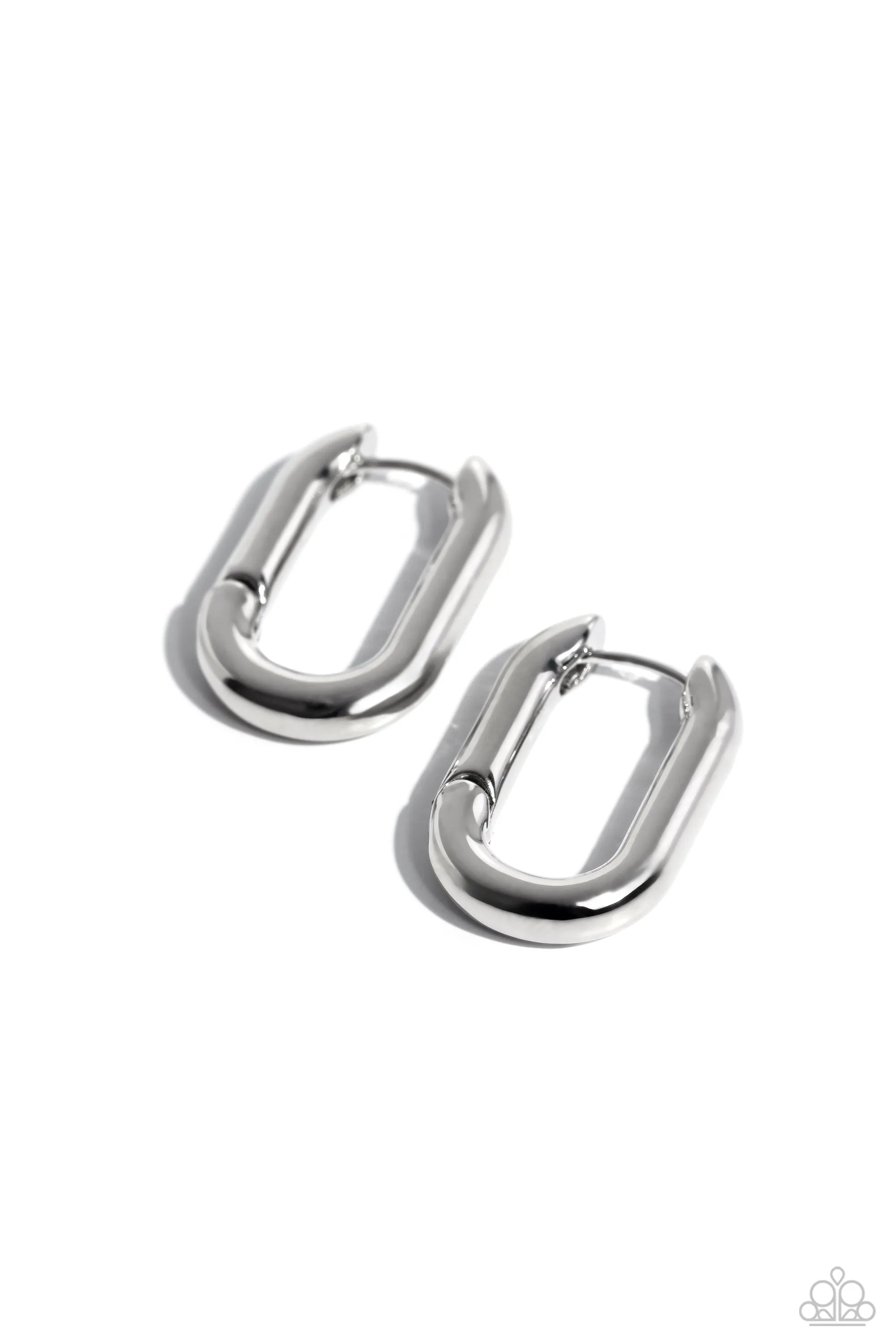 Candidate Curves Silver Hinged Hoop Earrings - Paparazzi Accessories