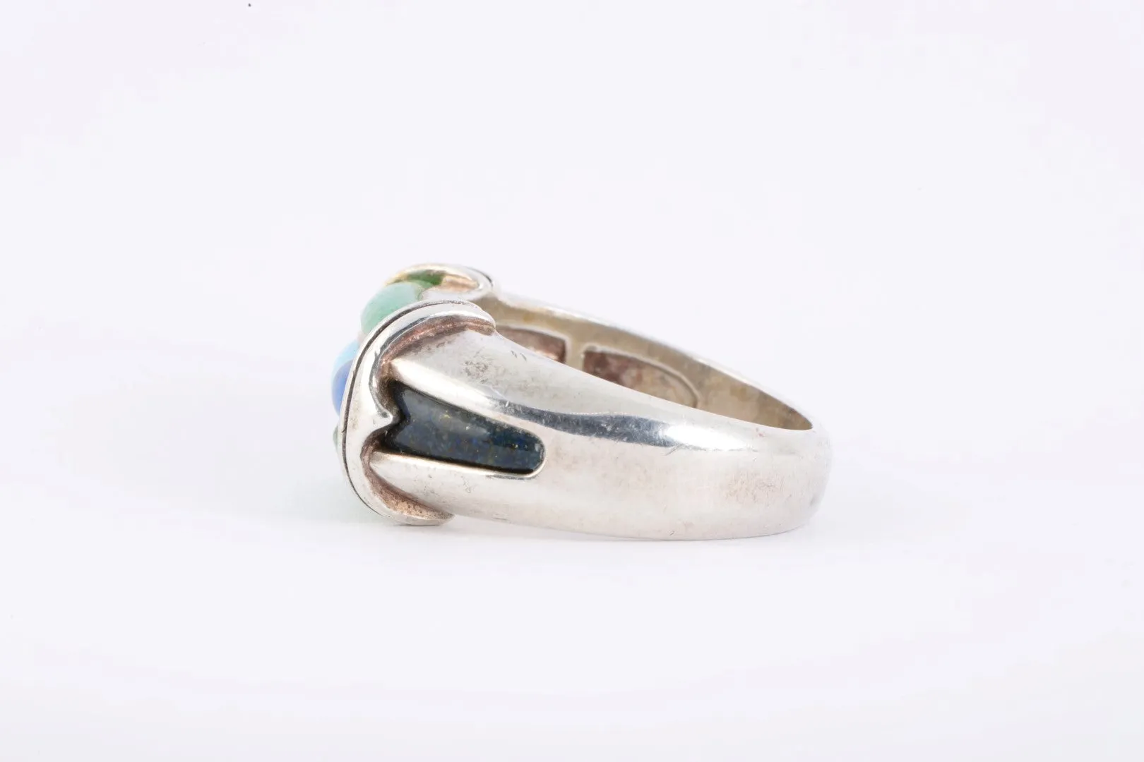 Carolyn Pollack 925 Silver Blue Lapis & Turquoise Inlay Ring Size 7 (9.24g.)