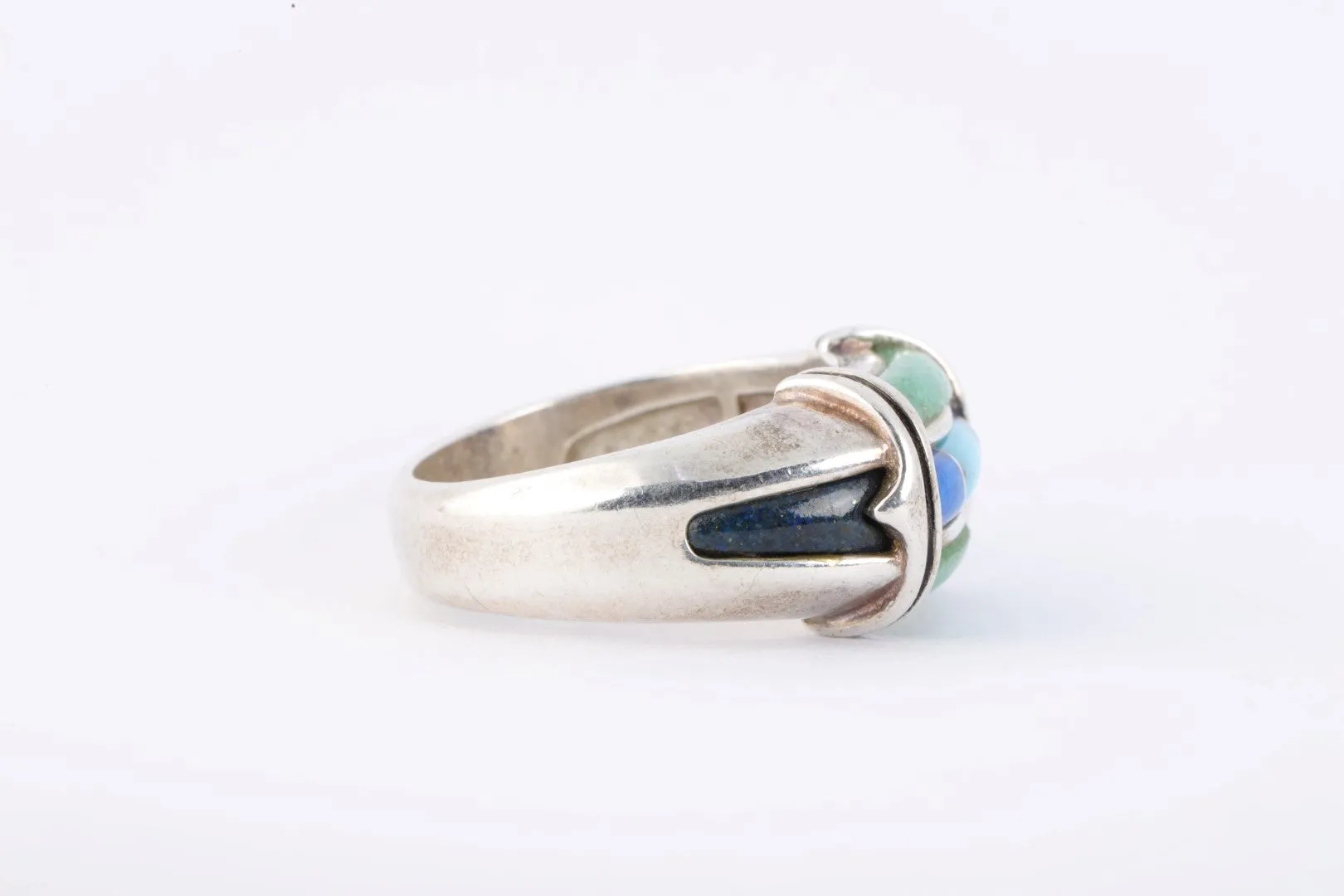 Carolyn Pollack 925 Silver Blue Lapis & Turquoise Inlay Ring Size 7 (9.24g.)