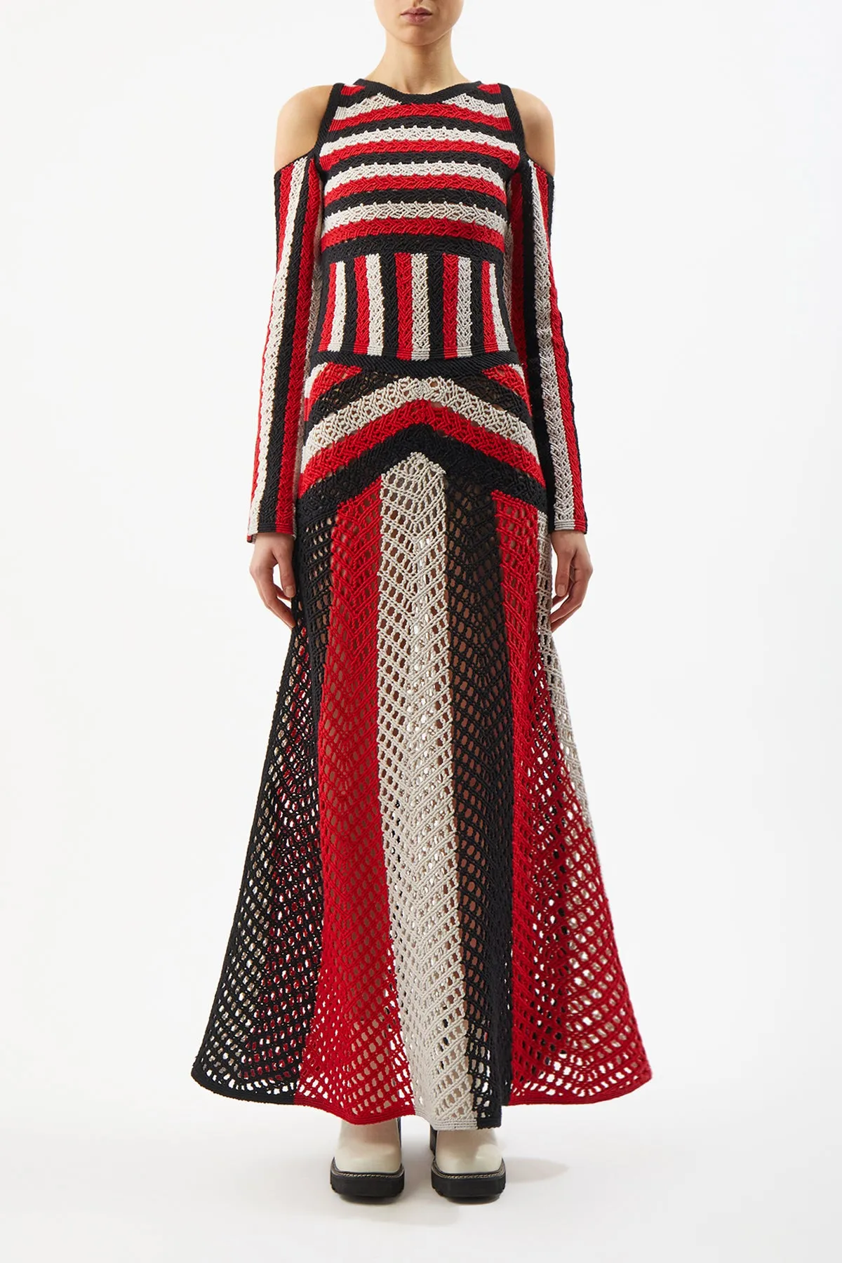 Carr Macrame Dress in Red Multi Wool