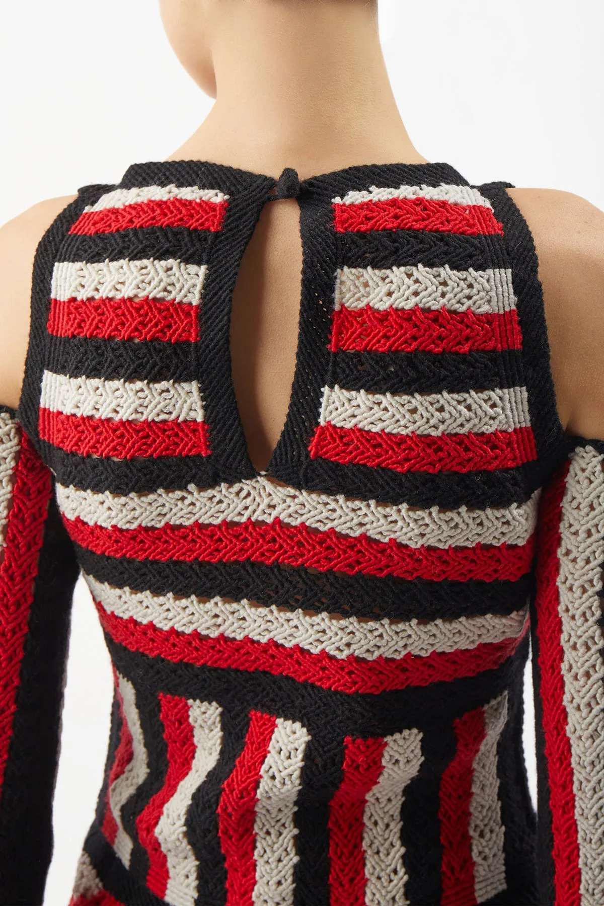 Carr Macrame Dress in Red Multi Wool