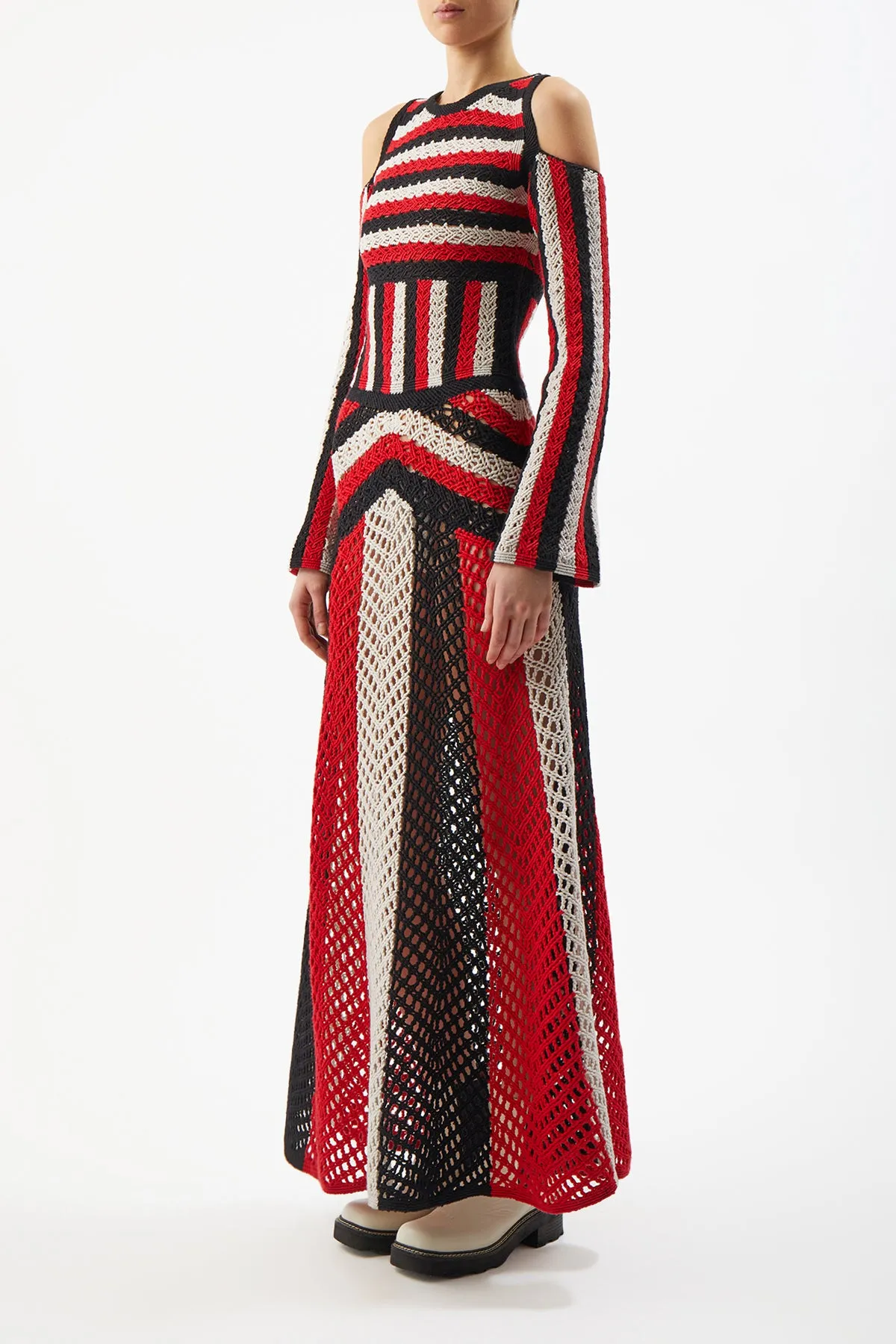 Carr Macrame Dress in Red Multi Wool