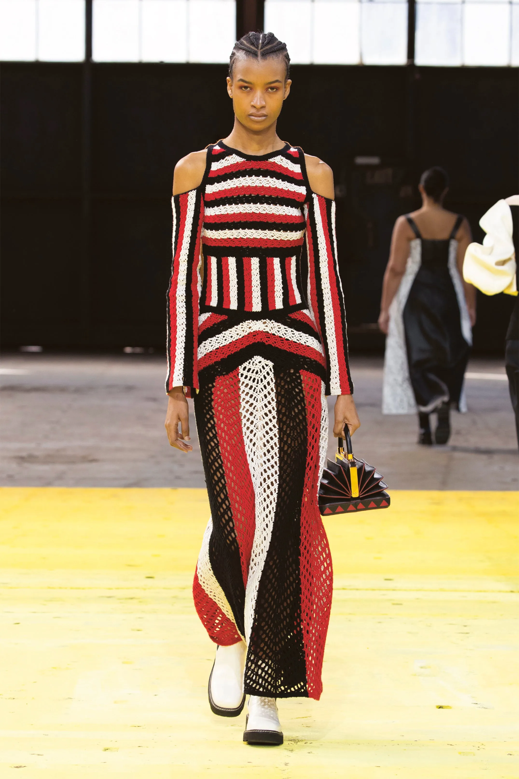 Carr Macrame Dress in Red Multi Wool