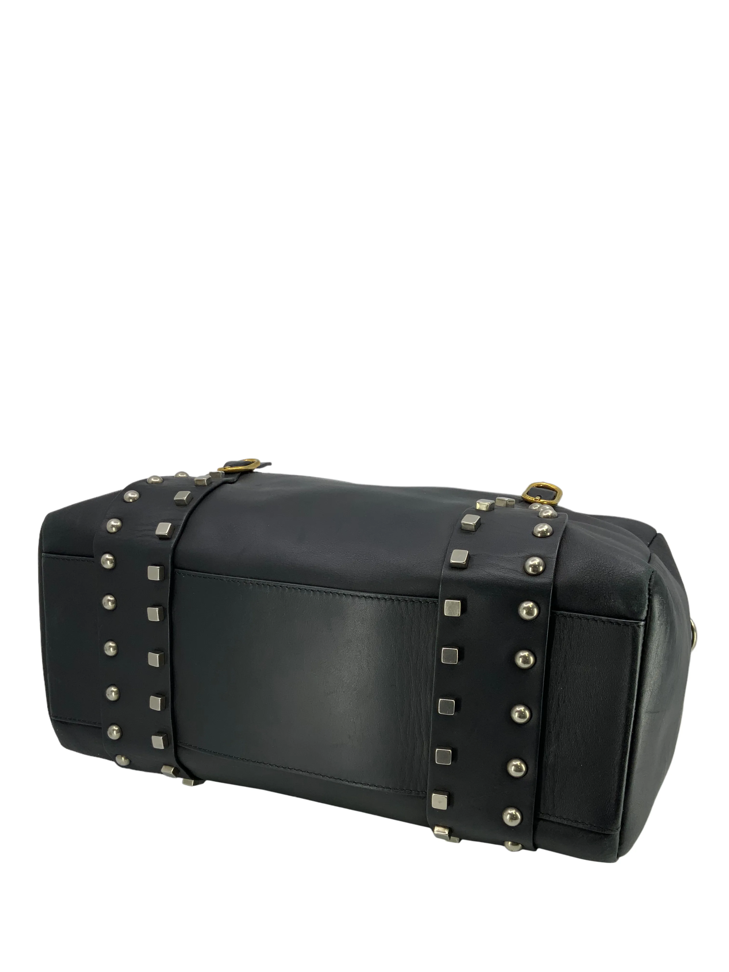 CELINE Leather Studded Handle Bag