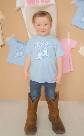 charlie southern: texas blue boots kids tee