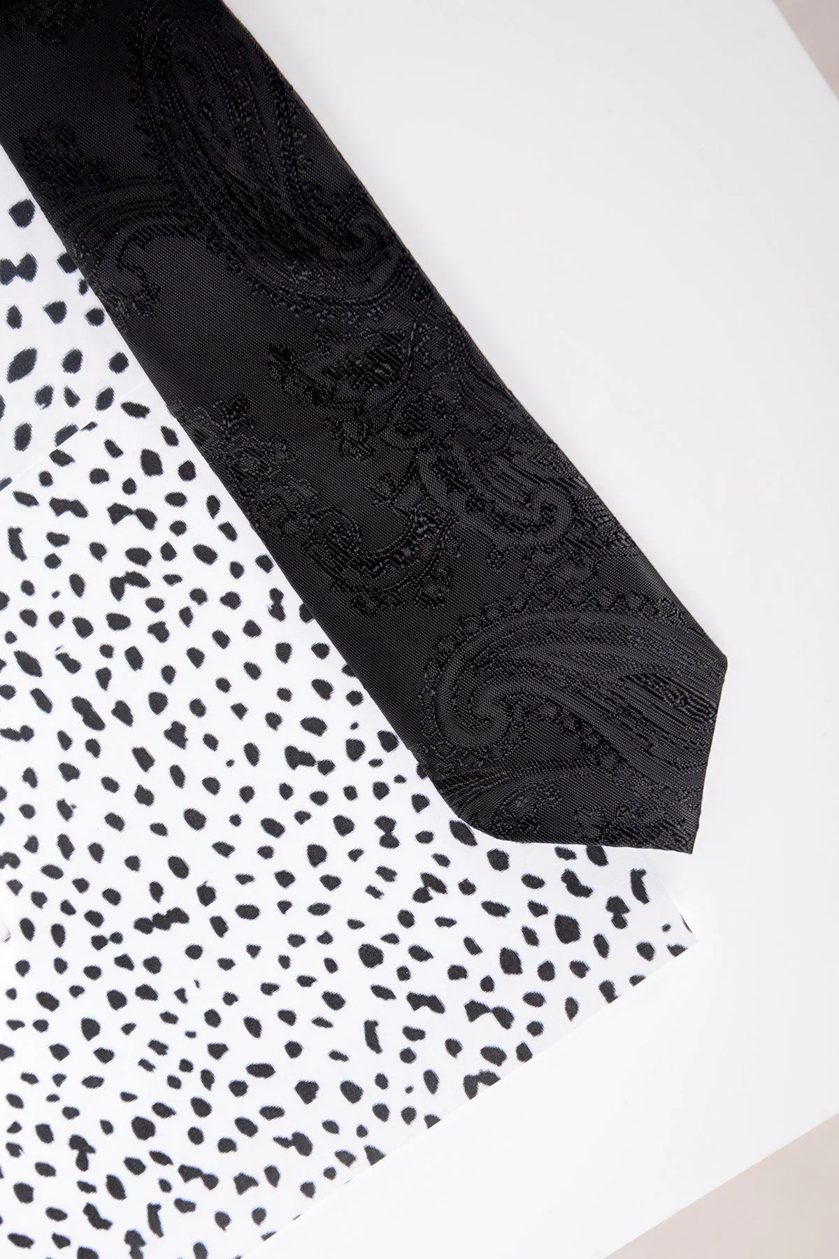 Children's Black Paisley Print Tie