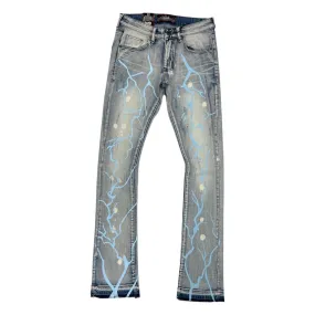 Denimicity Lightning Strike Baby Blue Stacked Jeans