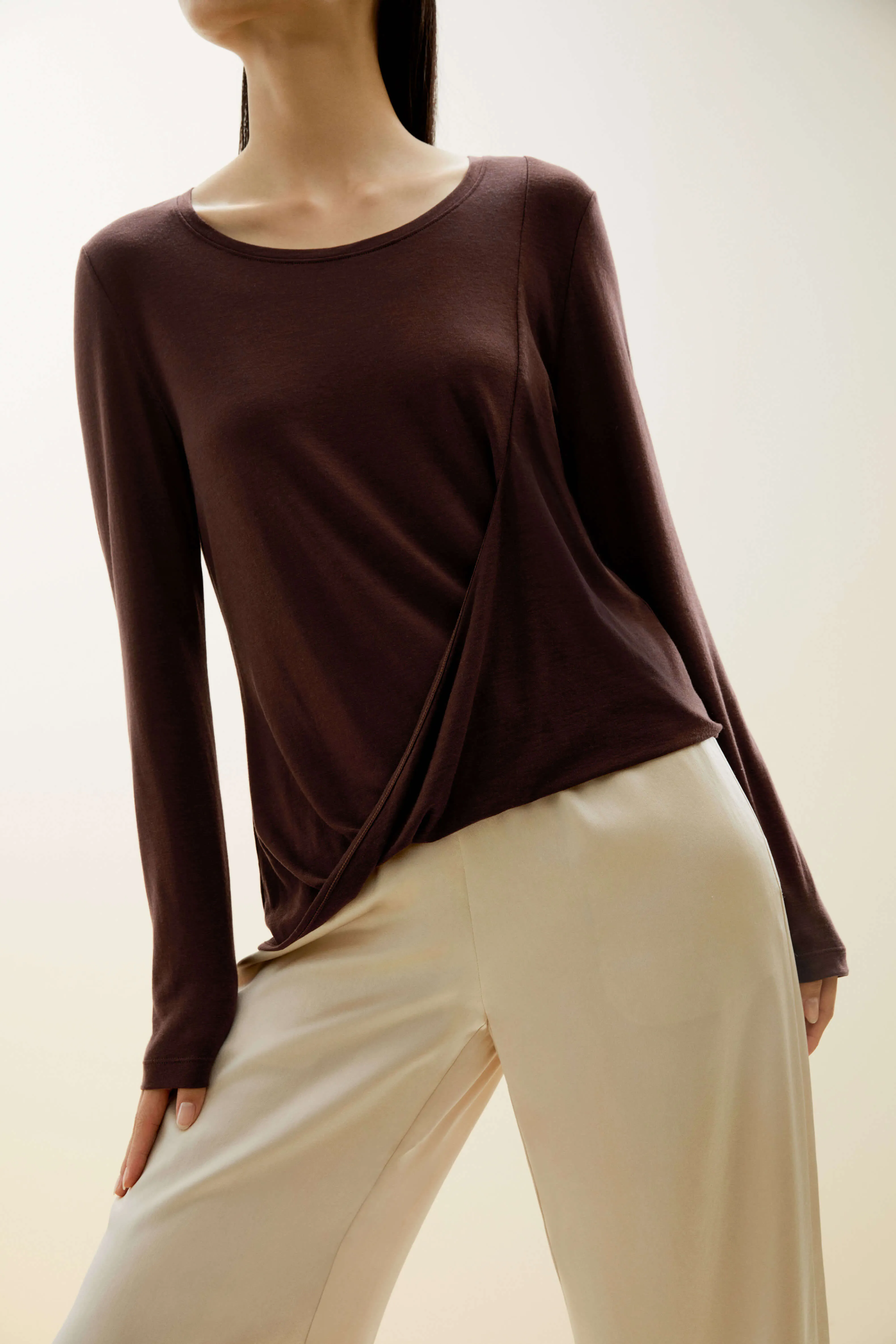 Drape-Front Asymmetrical Sweater