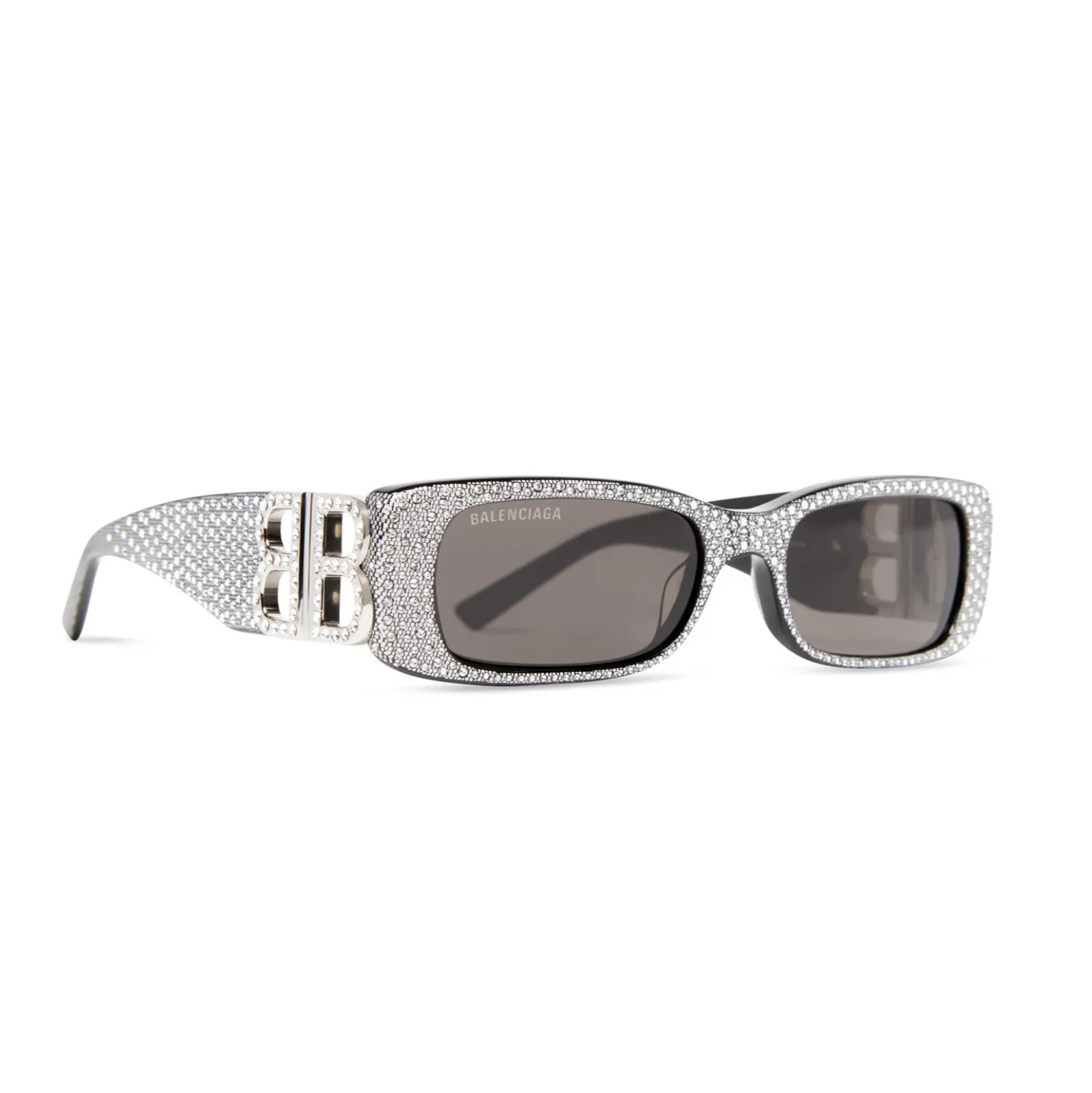 DYNASTY RECTANGLE SUNGLASSES IN RHINESTONES - BLACK