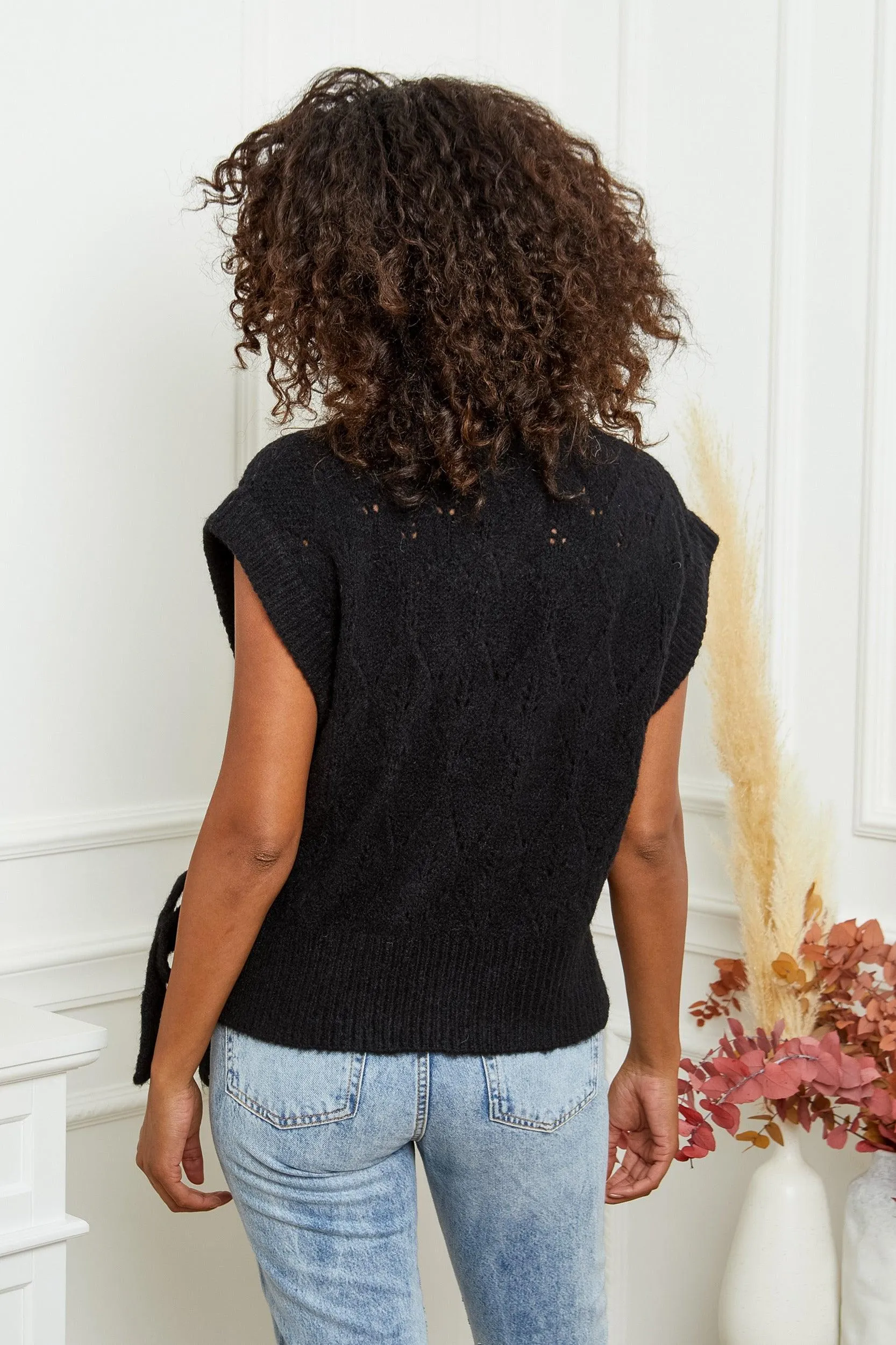 Emma Knit Wrap Vest in Black