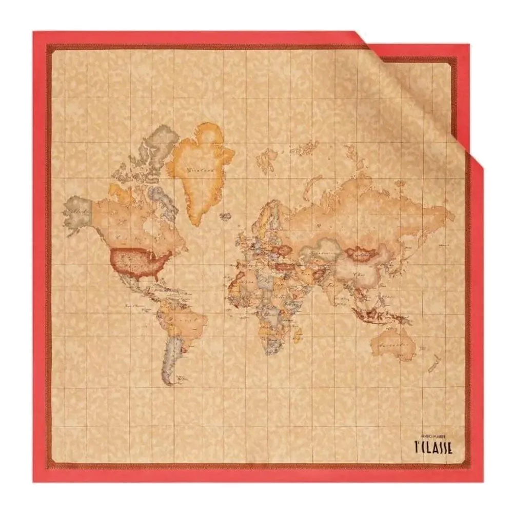 Foulard 70 x 70 cm 1A Classe Alviero Martini in Seta stampa Geo Classic e Rosso Corallo 3170