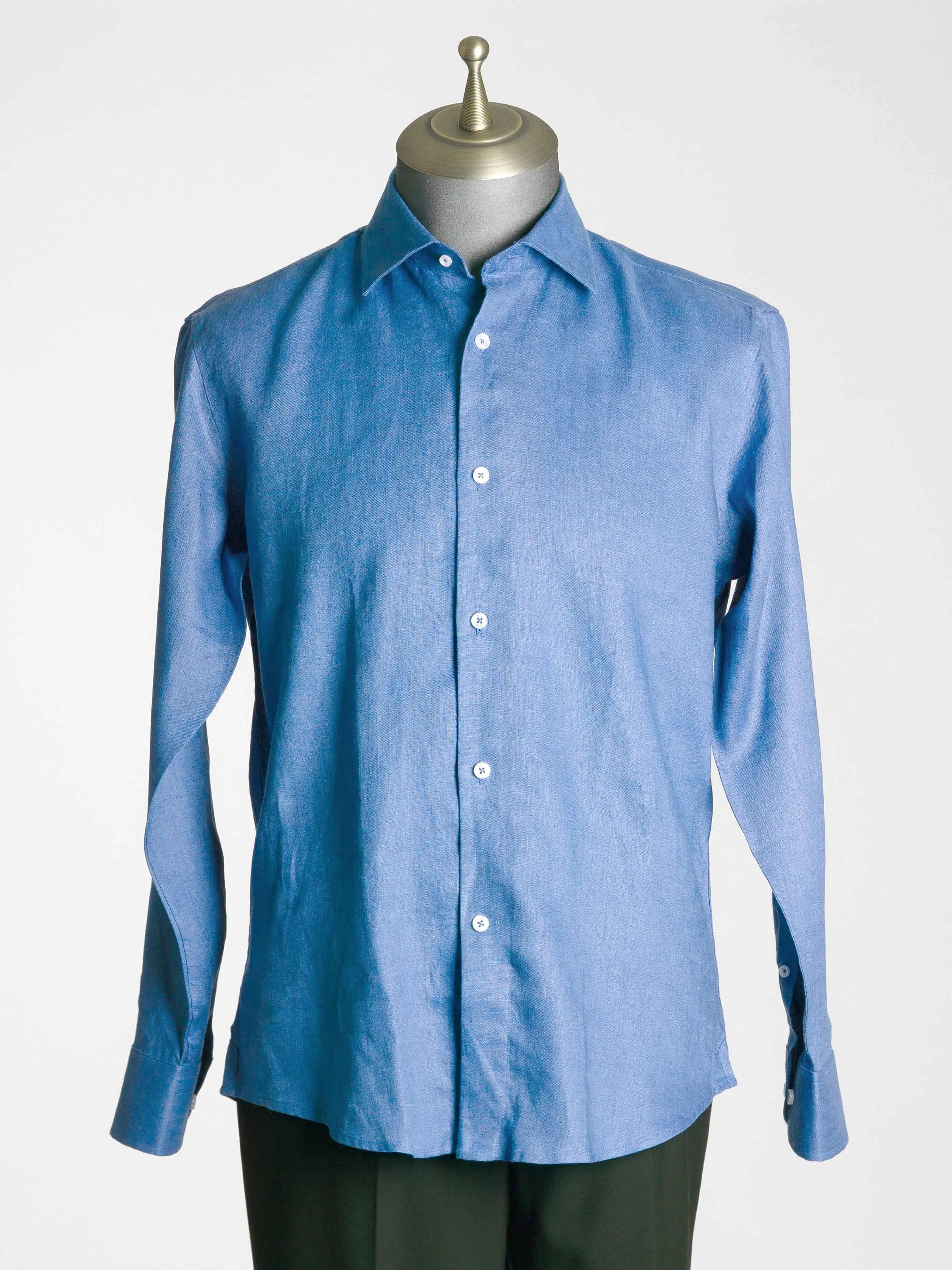 Franco Linen Shirt - Royal Blue Windsor Collar