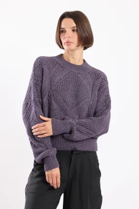 FUZZY KNIT SWEATER - PURPLE