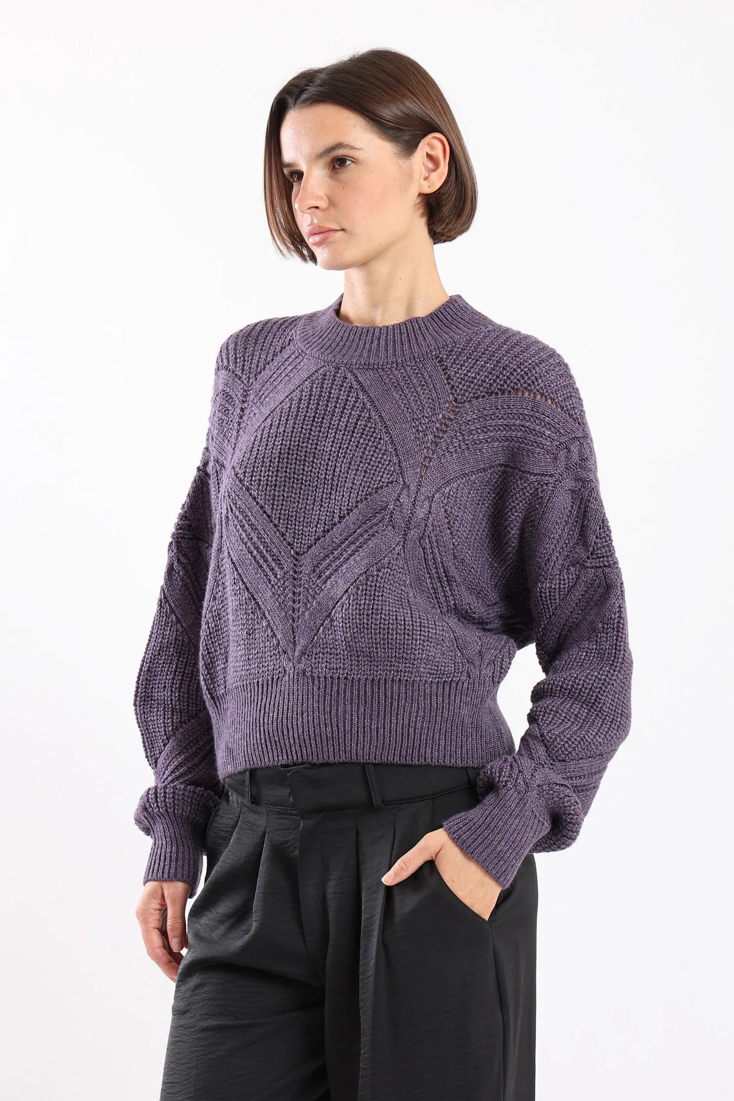 FUZZY KNIT SWEATER - PURPLE