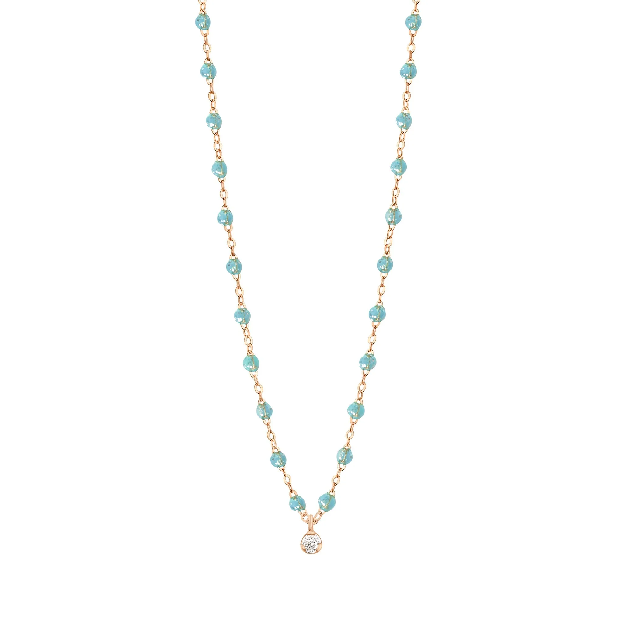 Gigi Supreme Classic 1 Diamond Necklace, Aqua, Rose Gold, 16.5"