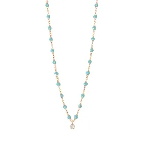 Gigi Supreme Classic 1 Diamond Necklace, Aqua, Rose Gold, 16.5"