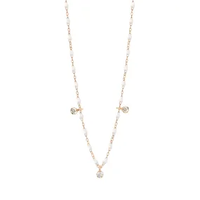 Gigi Supreme Classic 3 Diamond Necklace, White, Rose Gold, 17.7"