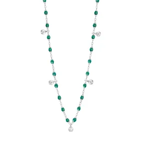 Gigi Supreme Classic 5 Diamond Necklace, Emerald, White Gold, 17.7"