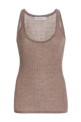 Graham Pointelle Knit Tank Top in Dark Oatmeal Cashmere Silk