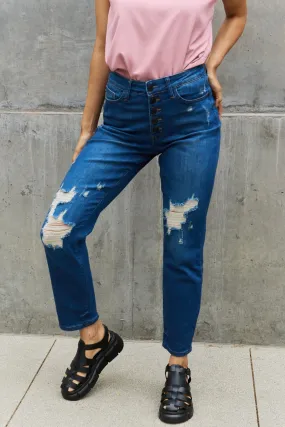 Judy Blue Melanie High Waisted Distressed Boyfriend Jeans