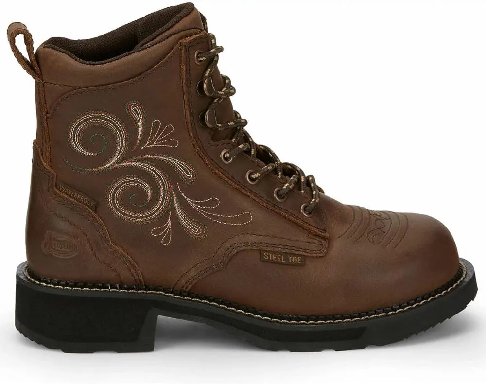 'Justin' Women's 6 Katerina EH WP Steel Toe - Aged Bark Brown