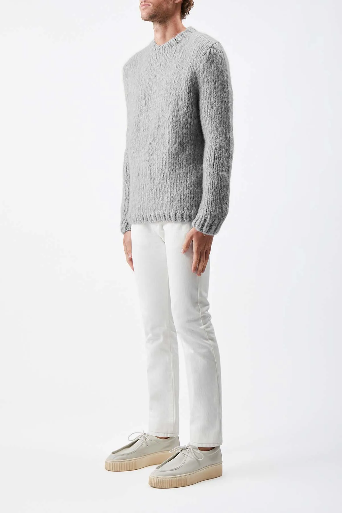 Lawrence Knit Sweater in Heather Grey Welfat Cashmere